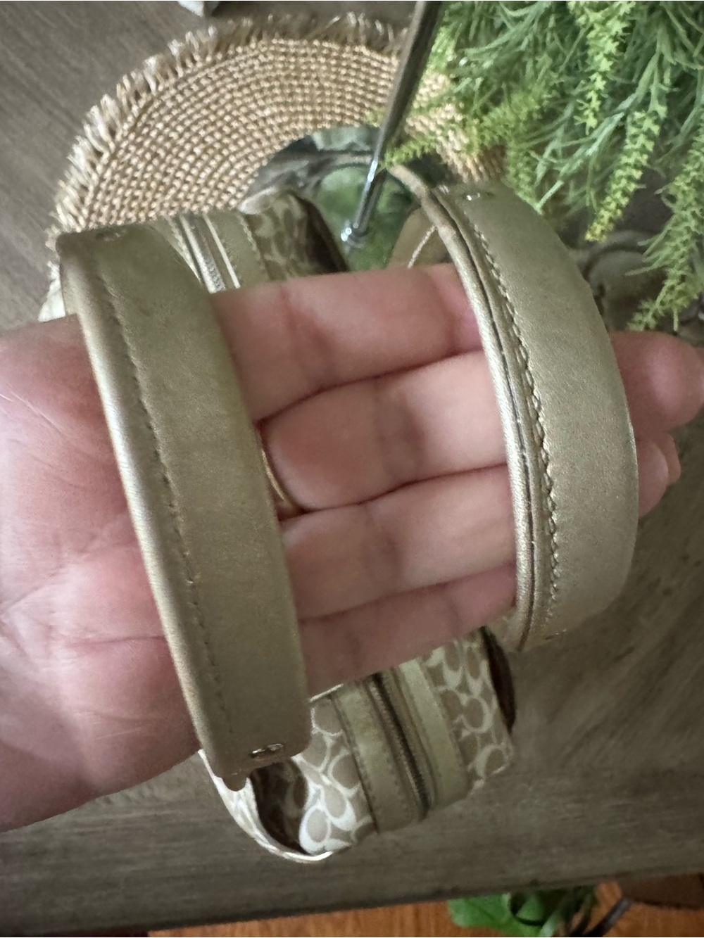 LIKE NEW Coach Bag Beige Signature Stripe Dome with Gold Trim - Gorgeous 🌟 - Picture 5 of 9